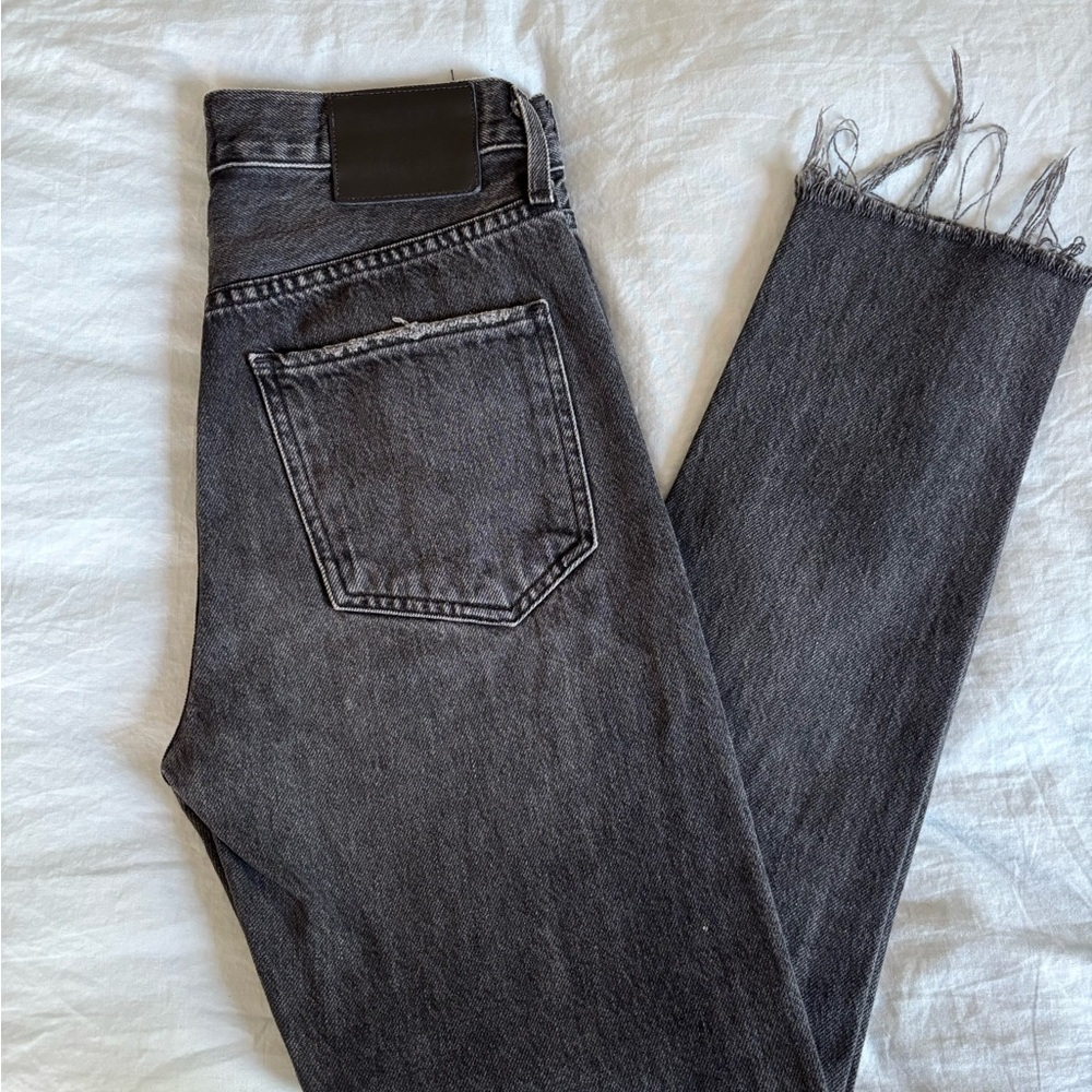 Agolde Black Ankle Cropped Jeans with Raw Hem